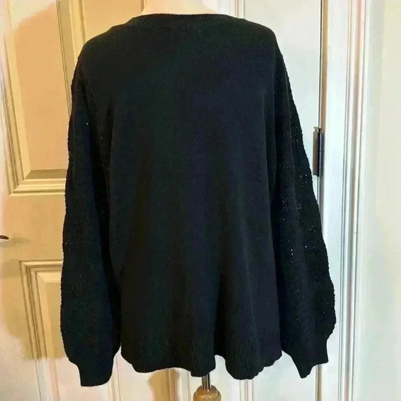 Christian Siriano New York black long sleeve pointelle sweater size XXL … - Picture 3 of 8